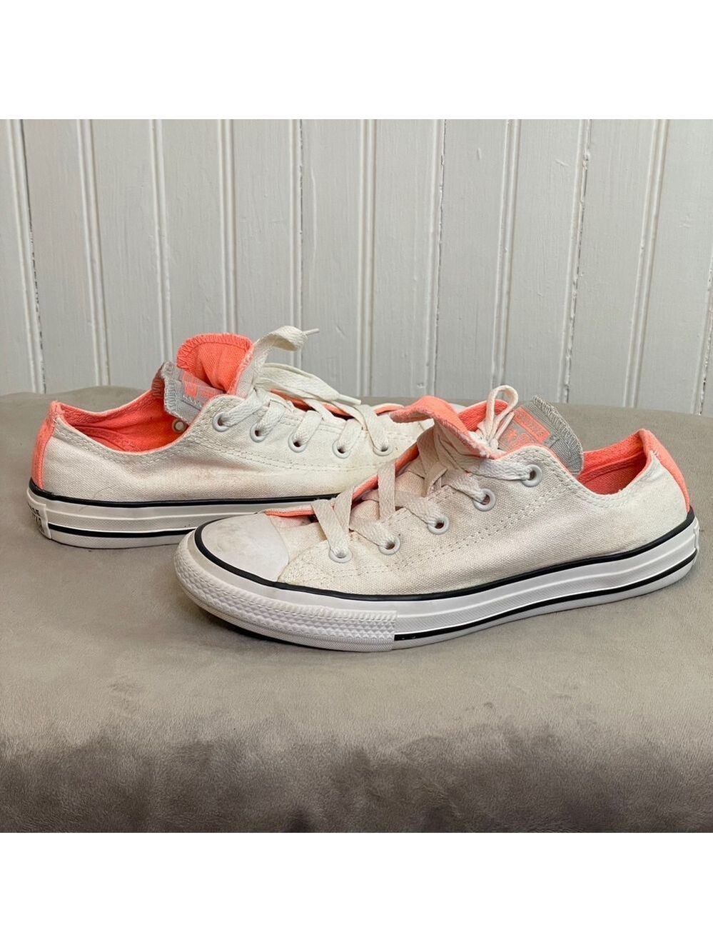 Converse Double Tongue Off-White/Peach - Junior Size 3 Women’s Size 5